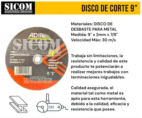 DISCO DE CORTE 9" ADIR