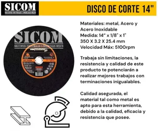[DAC535032] PAQUETE 5 DISCOS DE CORTE 14" GLADIADOR