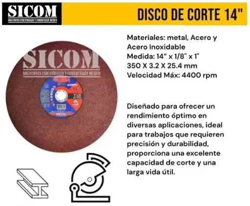 [AU733] DISCO DE CORTE 14" ROJO AUSTROMEX