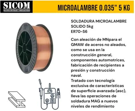 [ER70S65K035] ROLLO MICROALAMBRE ER70S6 035 SOLIDO 5K